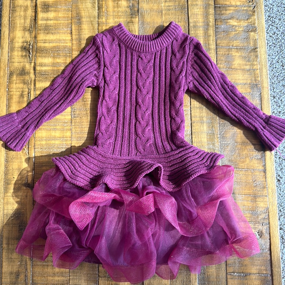 Maroon sweater dress with puffy skirt (3T)